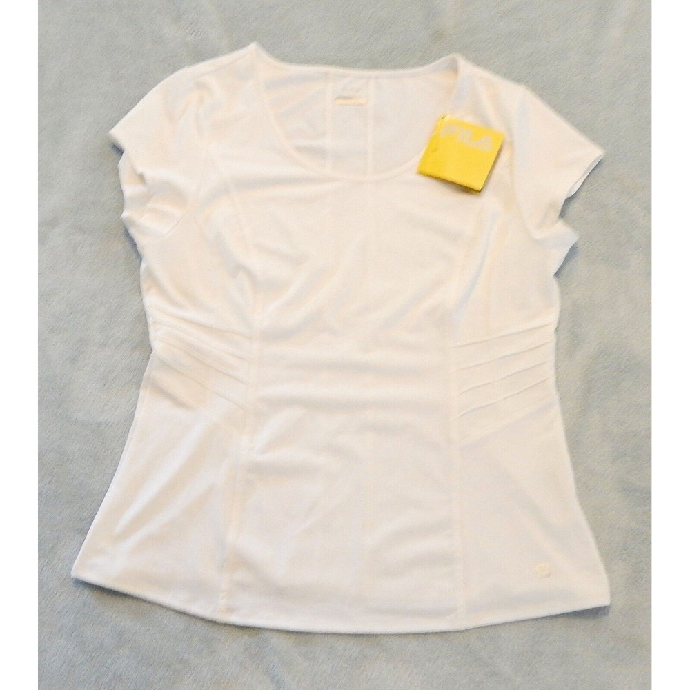 FILA Womens Off White Top Cap Sleeve XXL Moisture Wicking Stretch